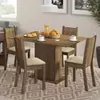 Conjunto Sala de Jantar Lexy Madesa Mesa Tampo de Madeira com 4 Cadeiras - Rustic/Pérola - Marrom - 1