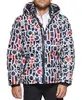 Tommy Hilfiger Jaqueta masculina acolchoada com capuz, Logotipo abstrato vermelho, branco, azul, GG - 1