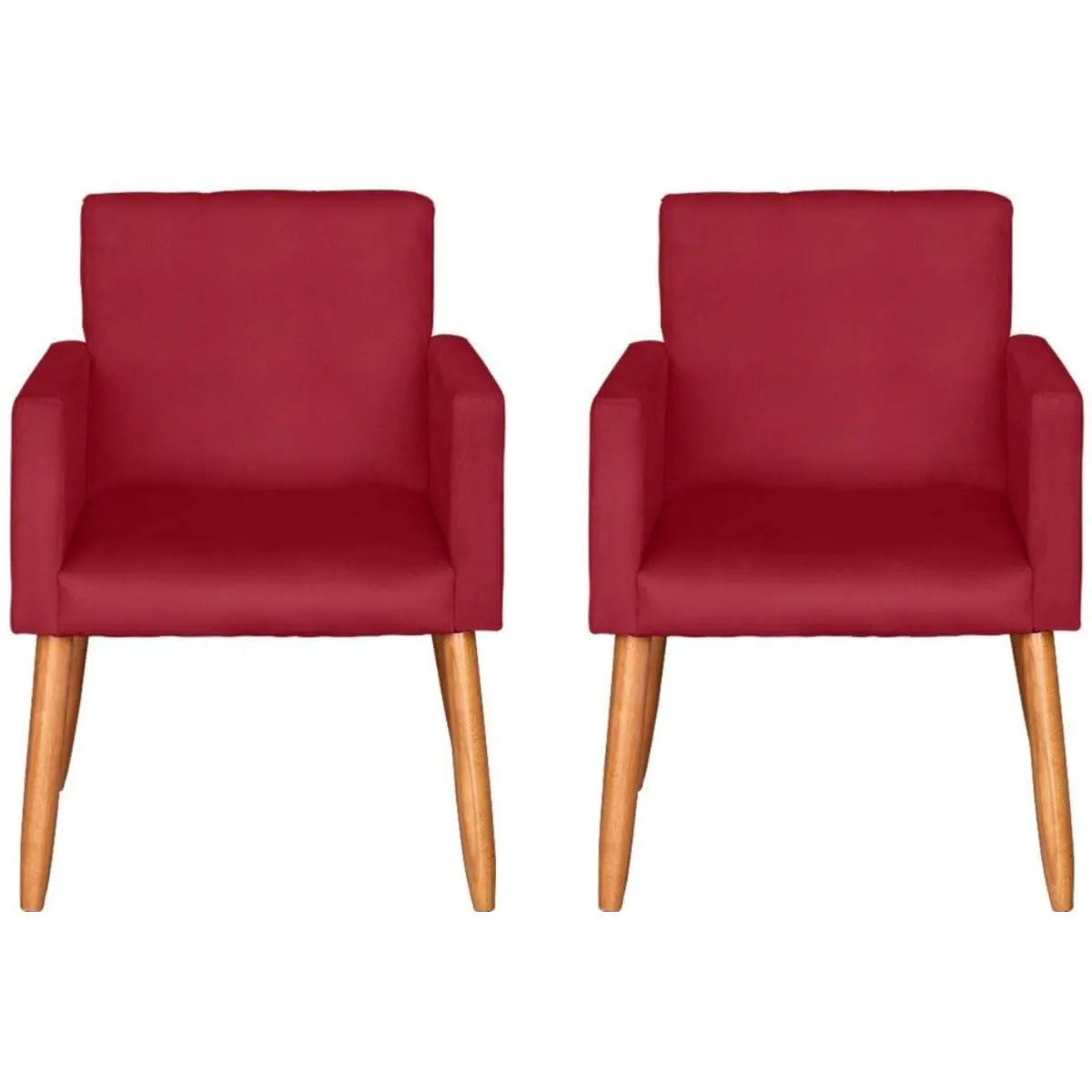 Kit 2 Poltronas Cadeira Decorativa para Sala de estar Cadeiras para Recepção Manicure Escritório Sala De Espera (VERMELHO) - 1