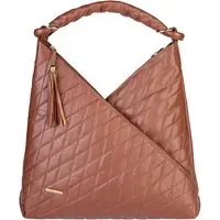 Bolsa de ombro em couro matelassê Carmen - Whisky