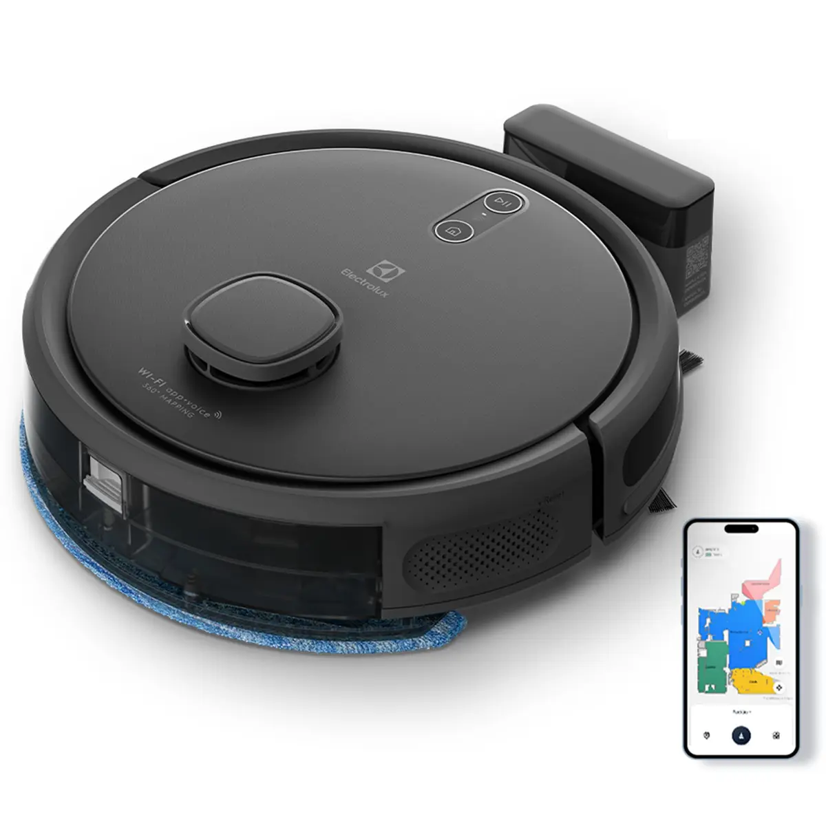 Electrolux Robô Aspirador 4 em 1 Wi-Fi MOP Laser ERB60 Bivolt Experience | Com mapeamento a laser e app inteligente, aspira, varre e passa pano seco ou úmido por até 1h40, com base e sensor antiqueda.