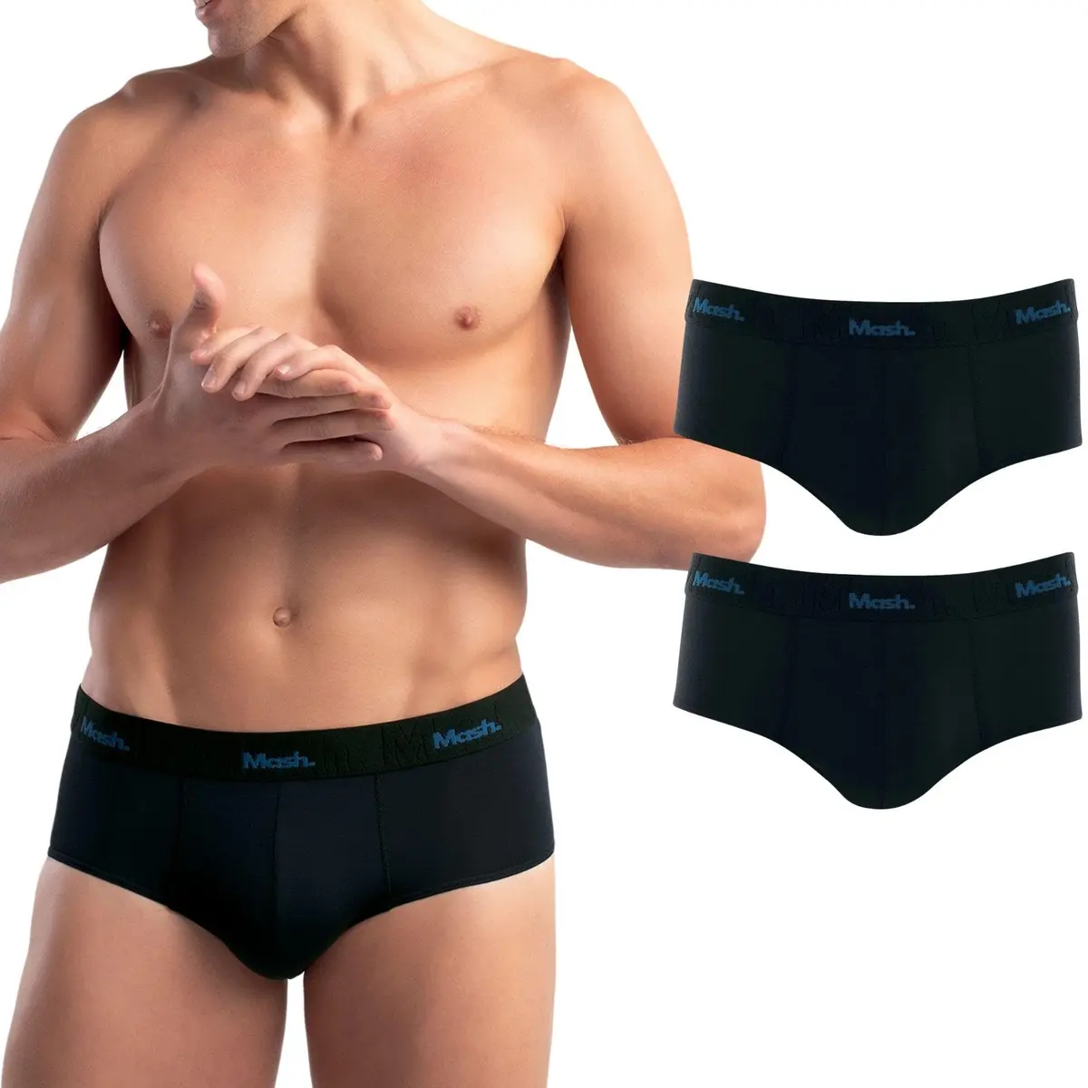 Kit 2 Cuecas Slip Modal Fibra de Bambu Mash Anti Bolinhas Anatômica Masculina - 1