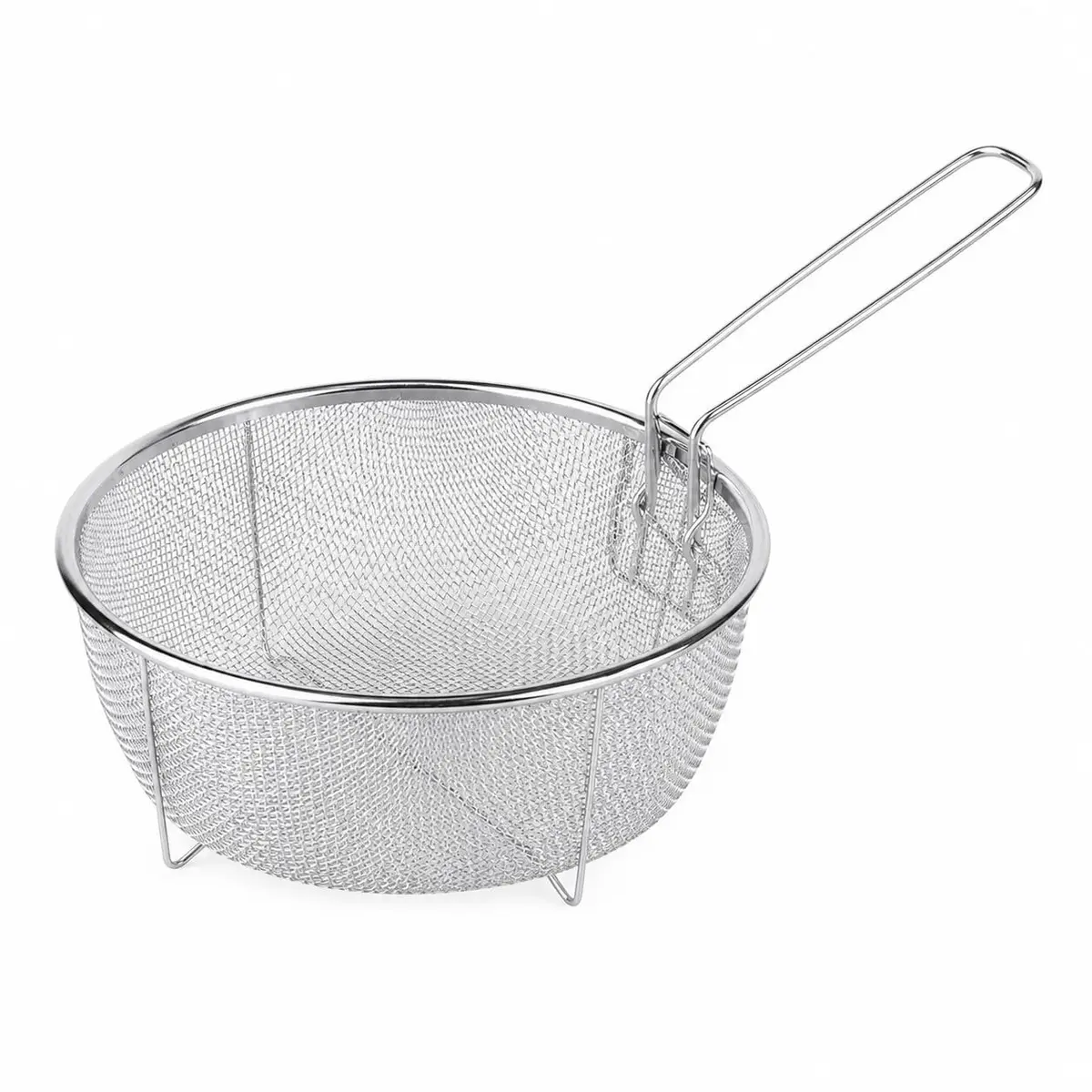 Cesto Peneira Multiuso 23cm Feito Inteiramente em Aço Inoxidável Para Fritar Escorrer Massa Escorrer Legumes ou Usada Para Fazer Frituras