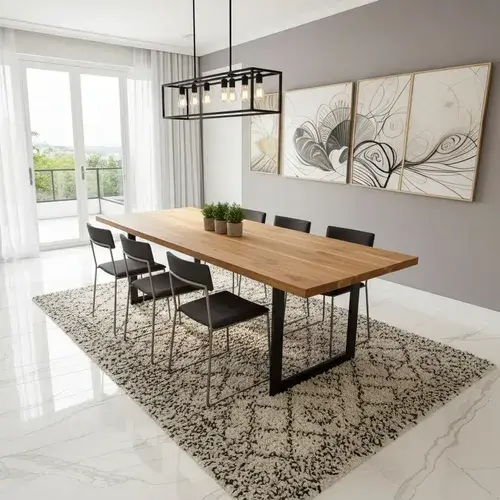 Mesa De Jantar Industrial Madeira Maciça Teca 200x100cm Tampo Painel De Teca Preto - R$ 1.776,06 - 1