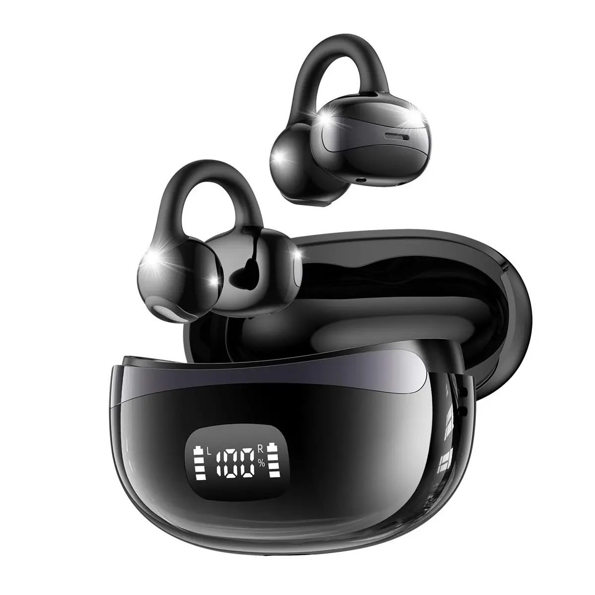 INAVA Fone Ouvido Bluetooth, Especificamente para Usuários de Óculos - Conforto e Segurança para Corrida e Uso Diário, Apenas 4,2g Leve, 65 Horas de Bateria, Bluetooth 6.0 (Preto) - 1
