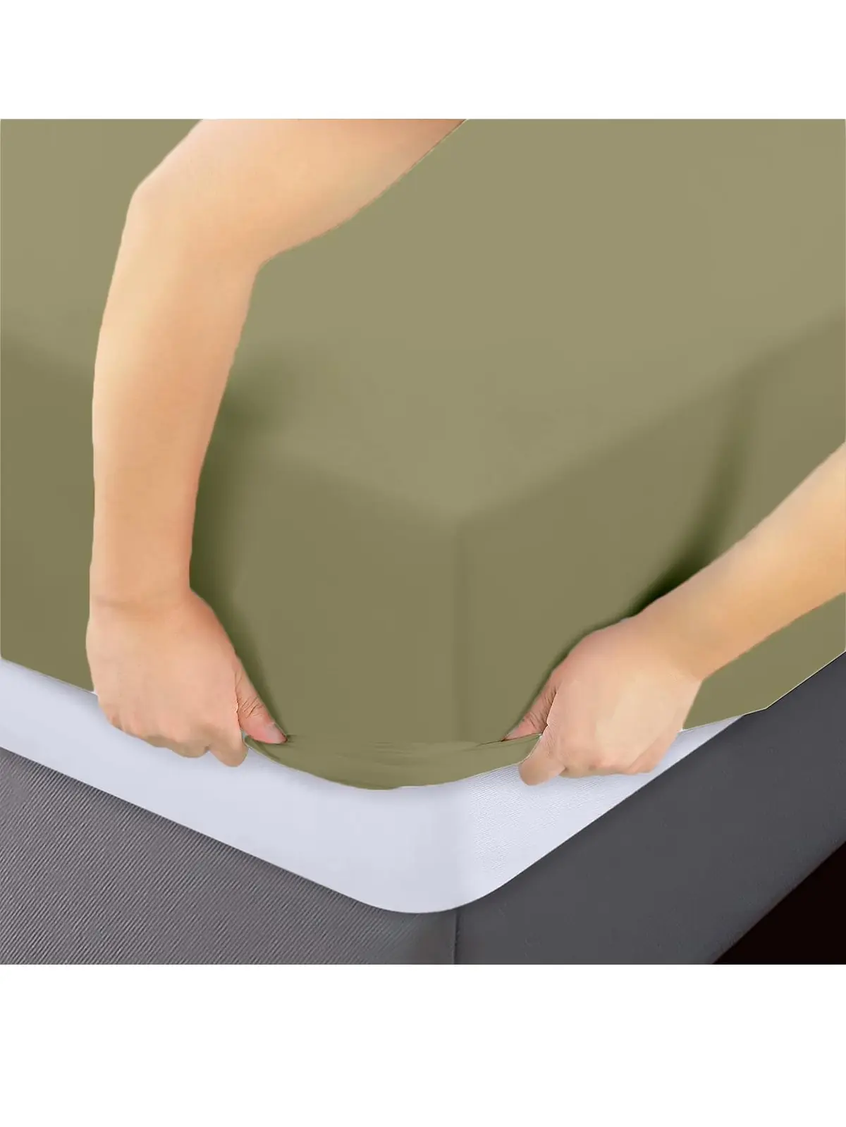 Lençol Avulso Viuvo c/Elástico Percal Flex 400 Fios Ultra Macio e Resistente Cáqui