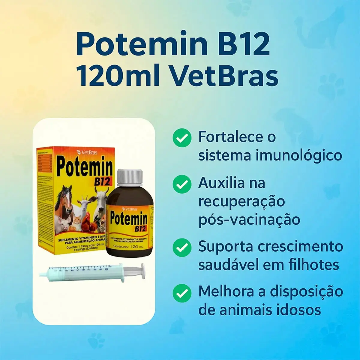 Potemin B12 - Vitamina Para Animais 120ml thumbnail 4