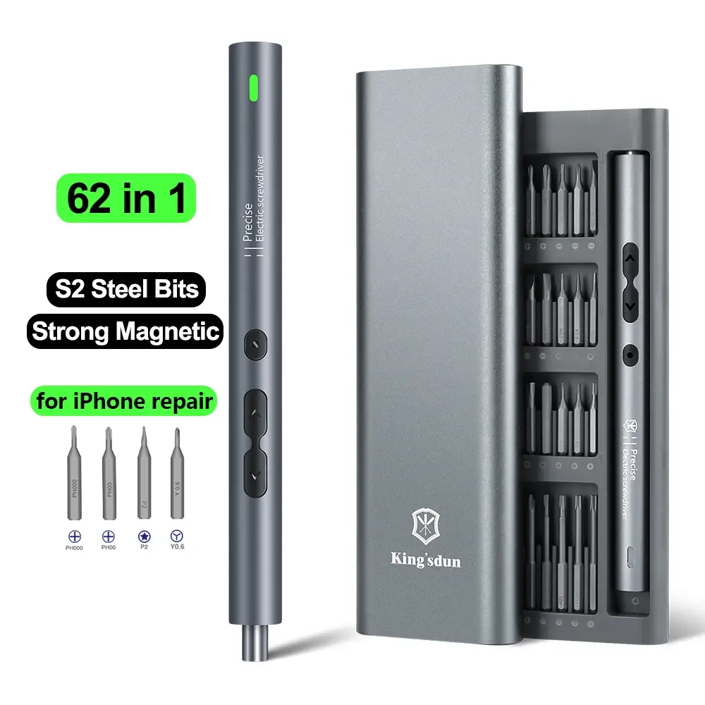 Conjunto de chave de fenda elétrica 62/6 em 1, alça de precisão, kits de ferramentas elétricas portáteis, sem fio, pontas pequenas para reparo de relógio de telefone - 1