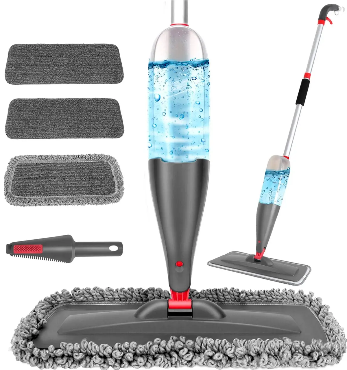 Mop Spray Com 800ml – Esfregão Com Spray De Microfibra Com 3 Refis Laváveis, Limpeza De Chão Seco E úmido, Ideal Para Cozinha, Piso Laminado, Azulejos E Madeira