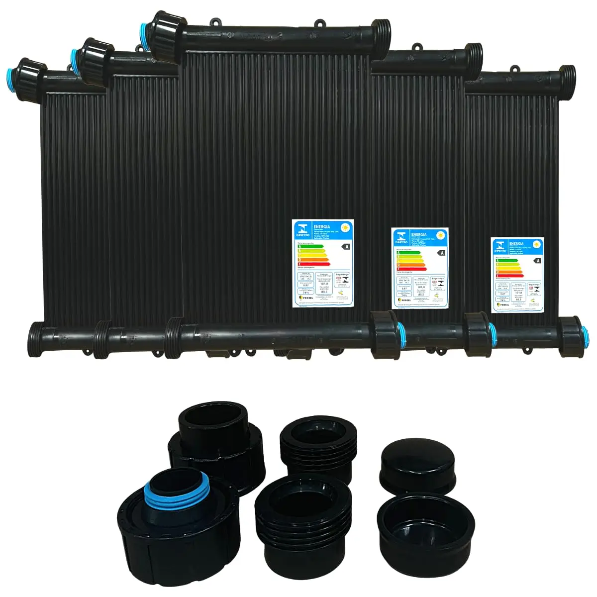 Kit Aquecedor Solar para Piscina até 5000 Litros TS Solar com 5 Placas Coletoras de 3 Metros, Conexão de Rosca e Kit de Instalação - 1