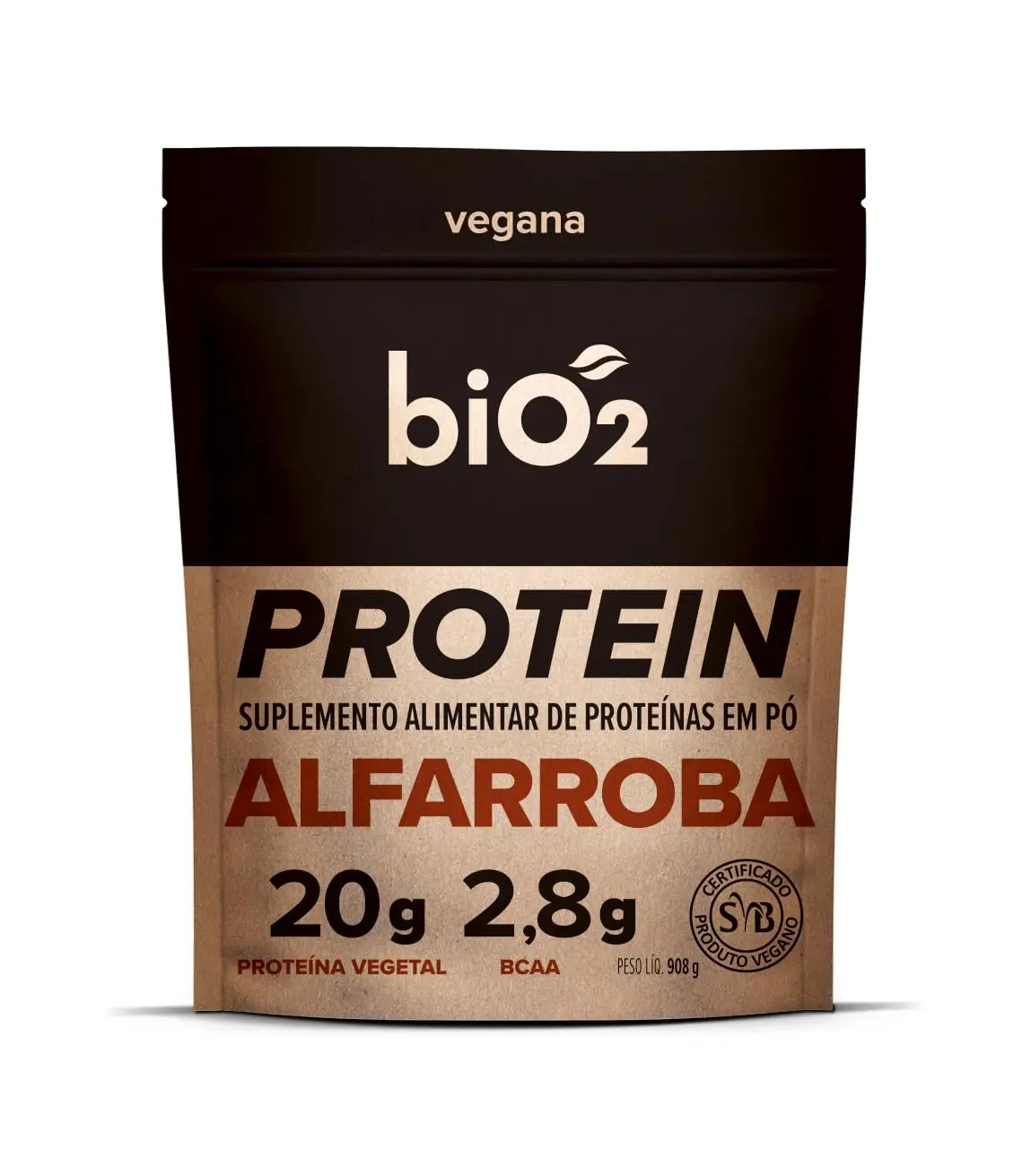 Proteína Vegetal biO2 Protein Alfarroba 908 g, Vegana e sem Glúten