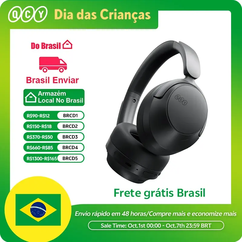 Fone de Ouvido Over-Ear QCY H3S com Som Espacial Hi-Res LDAC, Headset H3S com ANC Adaptativo de -56dB, Fone Sem Fio Bluetooth 6.0 com 102 Horas de Bateria - 1