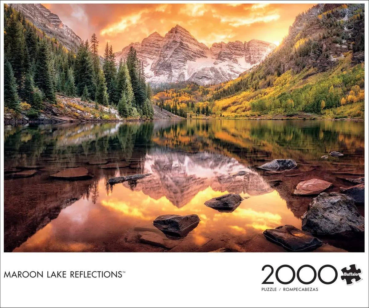 Buffalo Games - Maroon Lake Reflections - Joshua Snow - 2000 Piece Jigsaw Puzzle for Adults - Scenic Nature Puzzle, Challenging Mountain Landscape, Bonus Poster Included, Finished Size 38.50 x 26.50