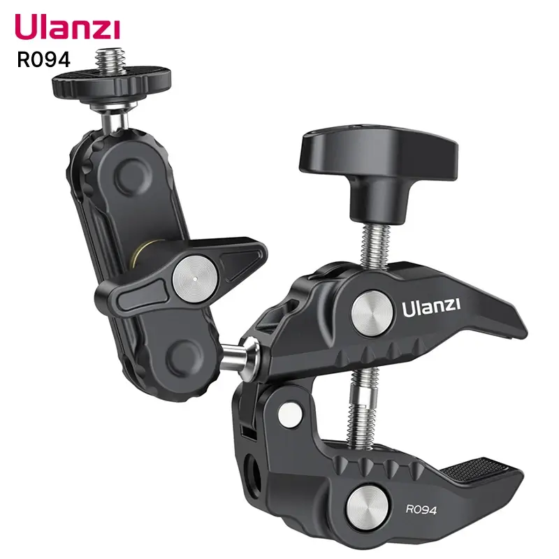 Ulanzi r094 super braçadeira estender 1/4 3/8 rosca para braço mágico led luz de preenchimento microfone universal bola headclamp loadmax1.5kg