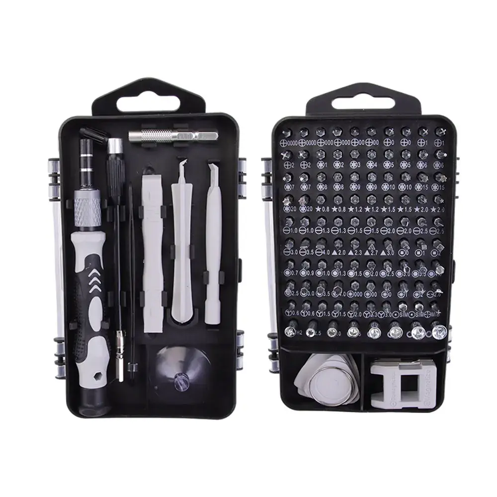 Kit de Chaves de Precisão 115 em 1 com Pontas Magnéticas, Conjunto Profissional de Chaves de Fenda para Reparos em Eletrônicos e Laptops