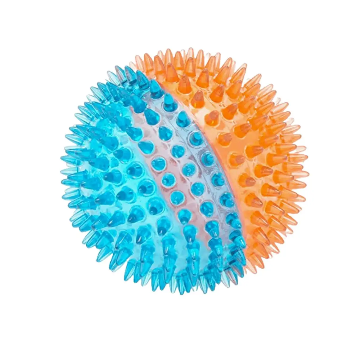 Jambo Pet, Brinquedo Bola Espinho Tpr, Tamanho Médio, Cor Azul Com Laranja, Emite Som, Para Cães, Atóxico, Material Borracha, Resistente, Duradouro