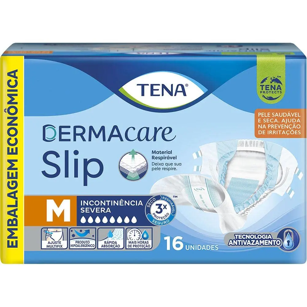 Tena Slip Dermacare Fralda Adulto M 16 Unidades
