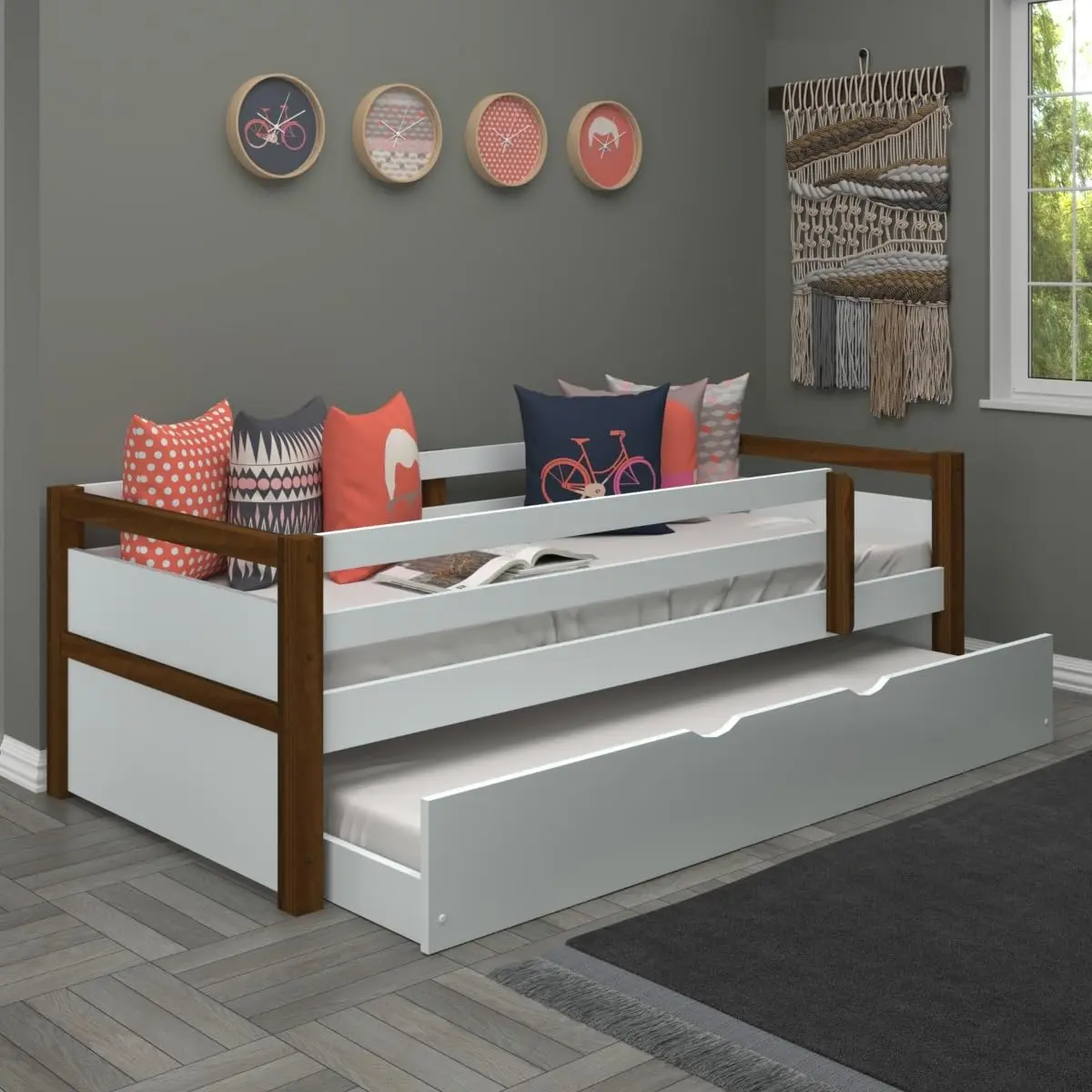 Bicama Infantil Madeira Maciça Com Cama Aux Solteiro Woodstore - 1
