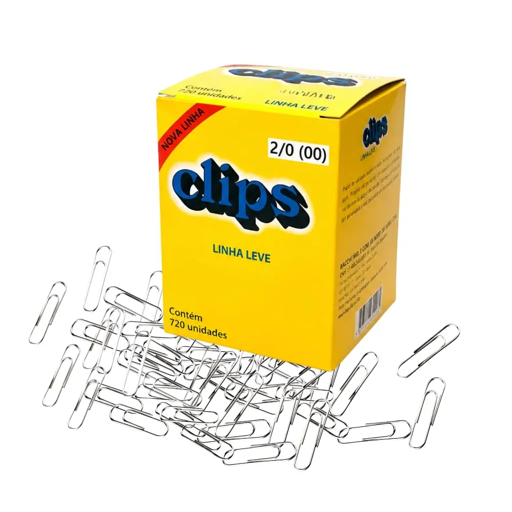 Clips Galvanizado 2/0 Linha Leve Caixa 720 Unidades Clipes de Papel | Escritório, escola e home office