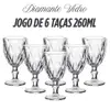 Jogo De 6 Taças Diamante 260ML Vidro Transparente - ORIGINAL GLASS - 1