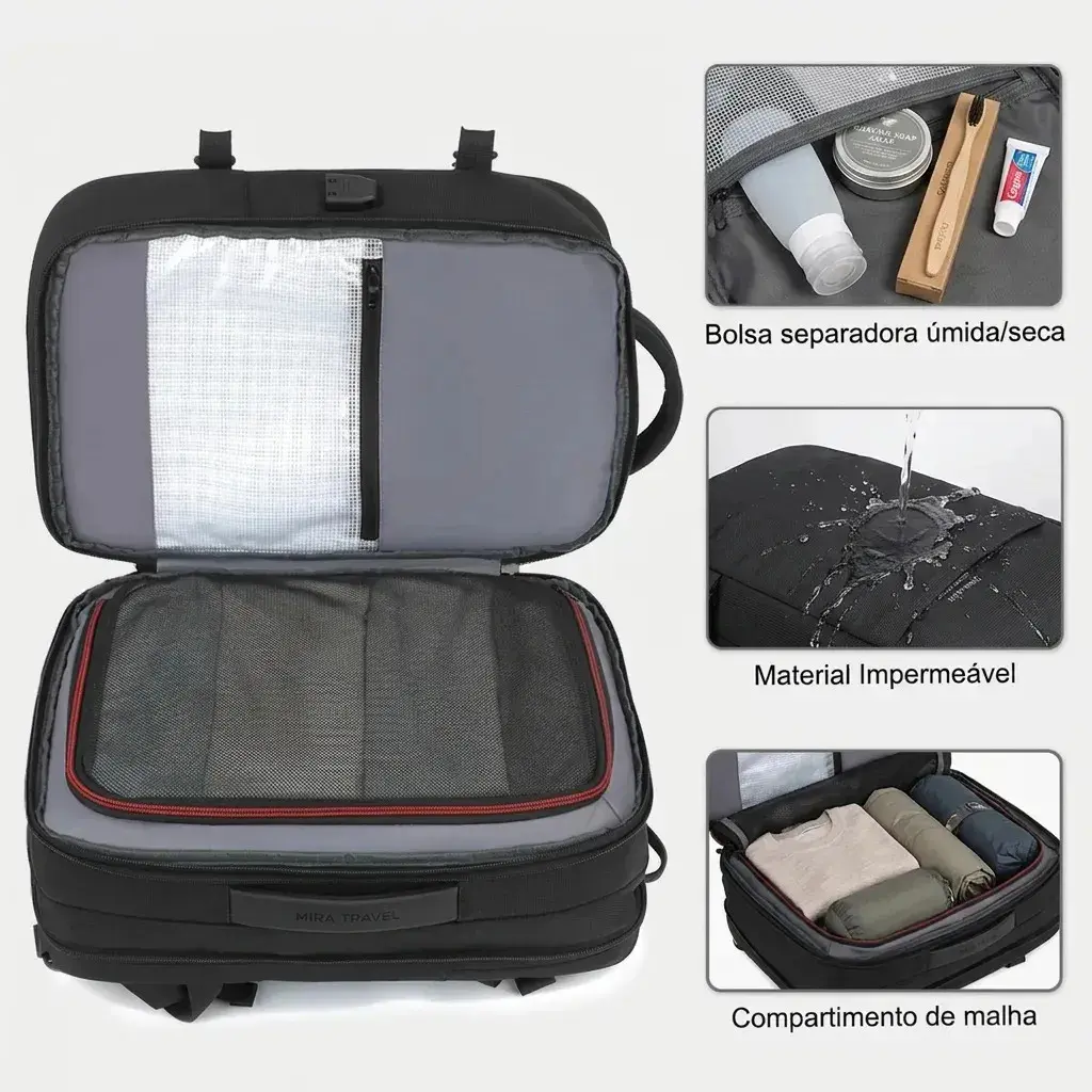 Mochila Passeio Romantic Crown de 42L Com Compartimento Para Notebook e Entrada USB, Impermeável thumbnail 8