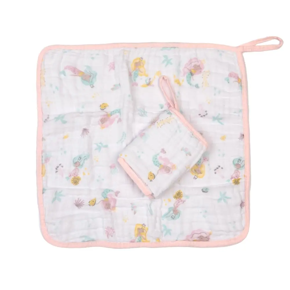 Papi Textil Paninho de Boca Soft Papi com Prendedor de Chupeta - 02 unidades, Sereia - 1
