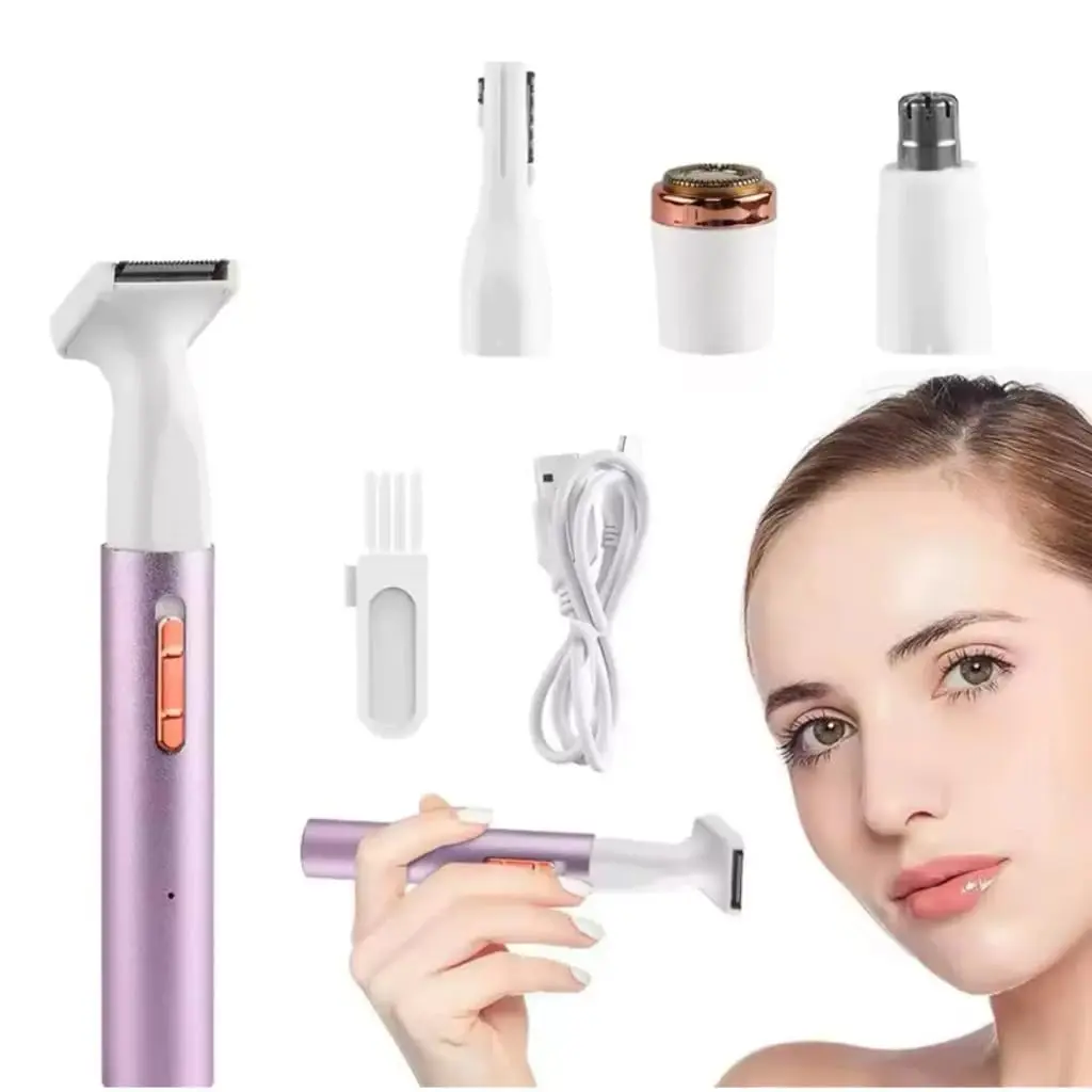 Depilador Feminino 4 em 1 USB Recarregável com 4 Cabeças, Aparador de Pelos - 1