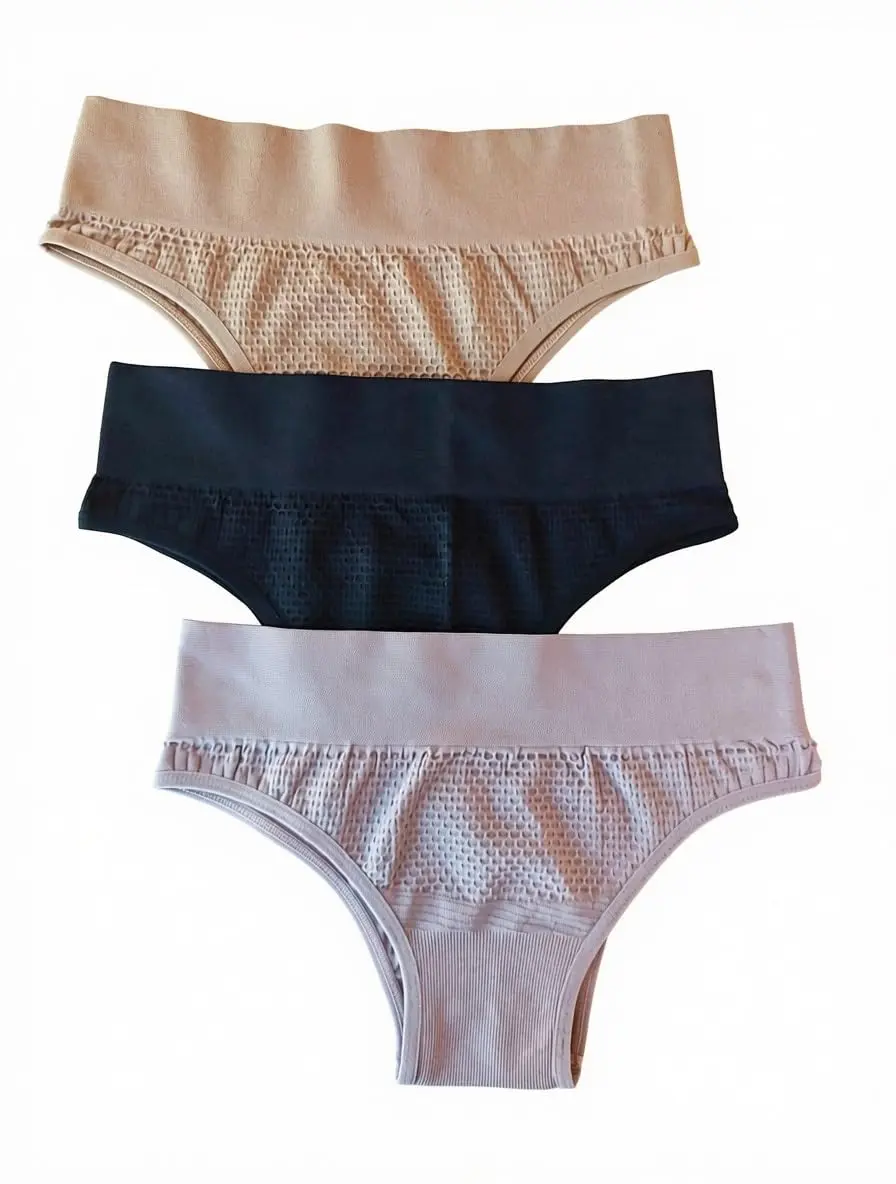 Kit 10 Calcinhas Feminina Cintura Alta Pala Larga em Poliamida Segunda Pele Modelagem Anatômica DTH Store