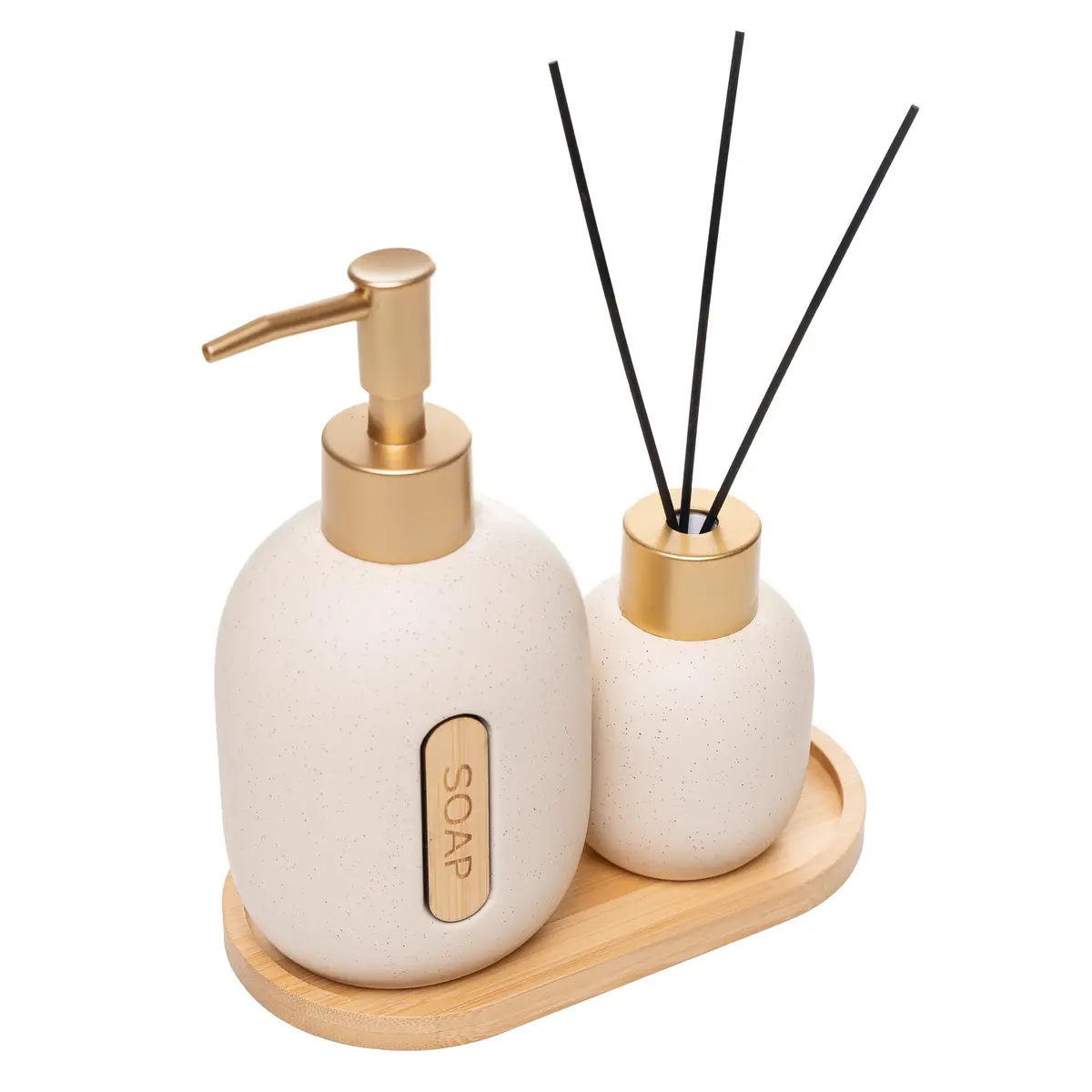WOLFF - Conjunto 3 Peças para Banheiro Concept Bege Cerâmica