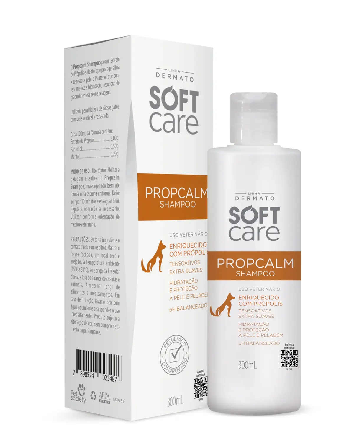 Shampoo Propcalm Pet Society 300mL para Cães e Gatos, Pele Sensível, com Própolis, Mentol e Pantenol - 1