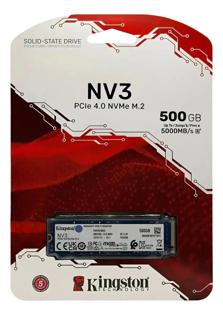 SSD Kingston NV3 500GB M2 2280 NVME PCIe 4.0 Gen 4x4 - 1