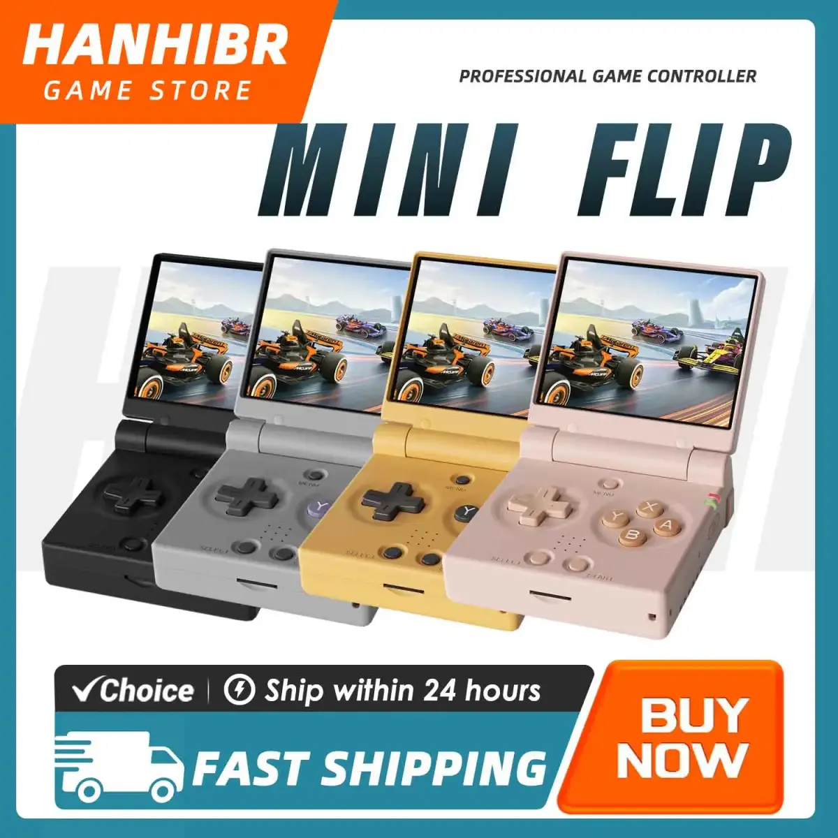 Console de jogos portátil MIYOO MINI FLIP com tela IPS de 2,8'', sistema Linux, console de videogame com estojo grátis, controle analógico duplo, presente para gamers.