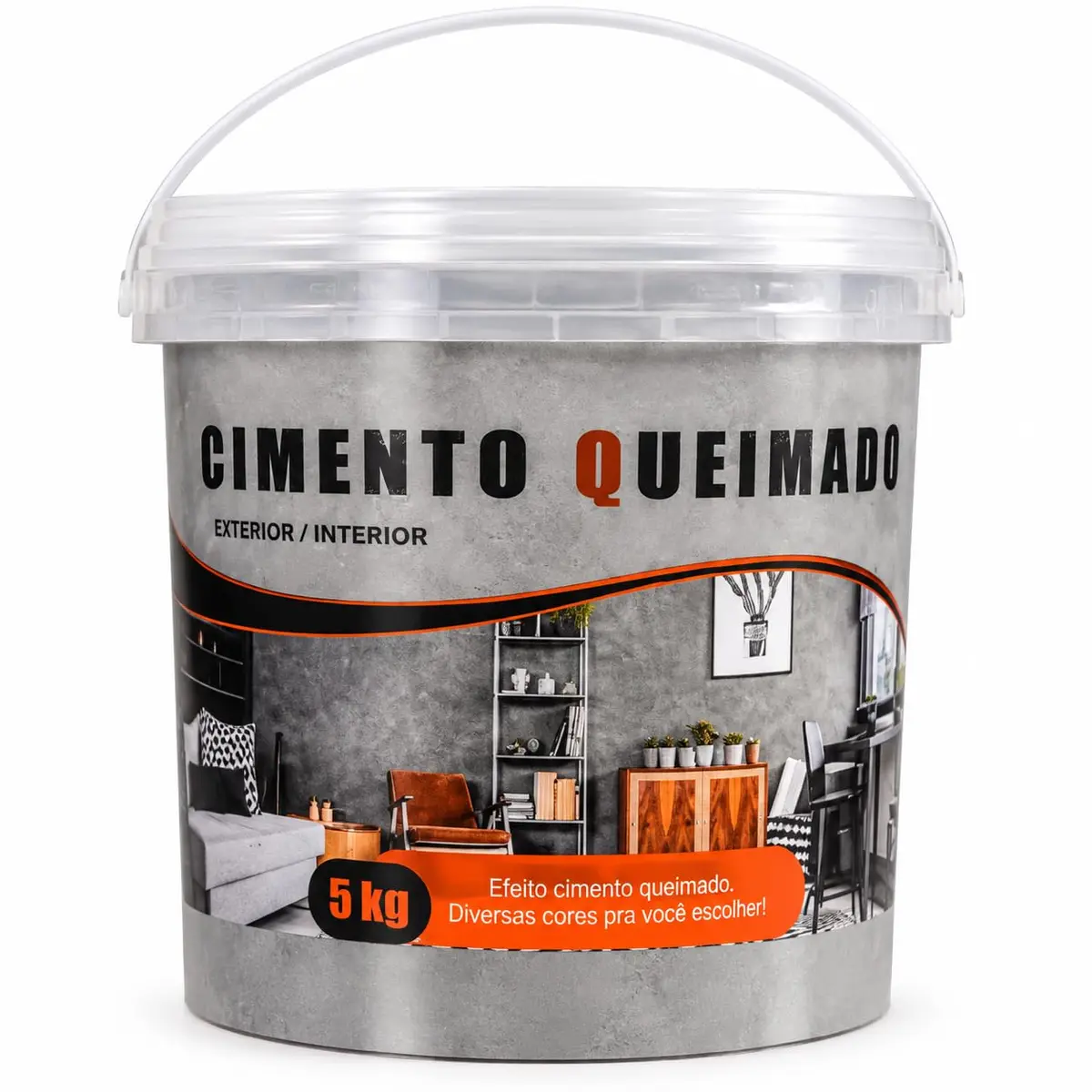 Revestimento Cimento Queimado Decorativo 5kg, Revestimento Acrílico Pronto para Uso em Paredes Internas e Externas, Efeito Concreto Aparente