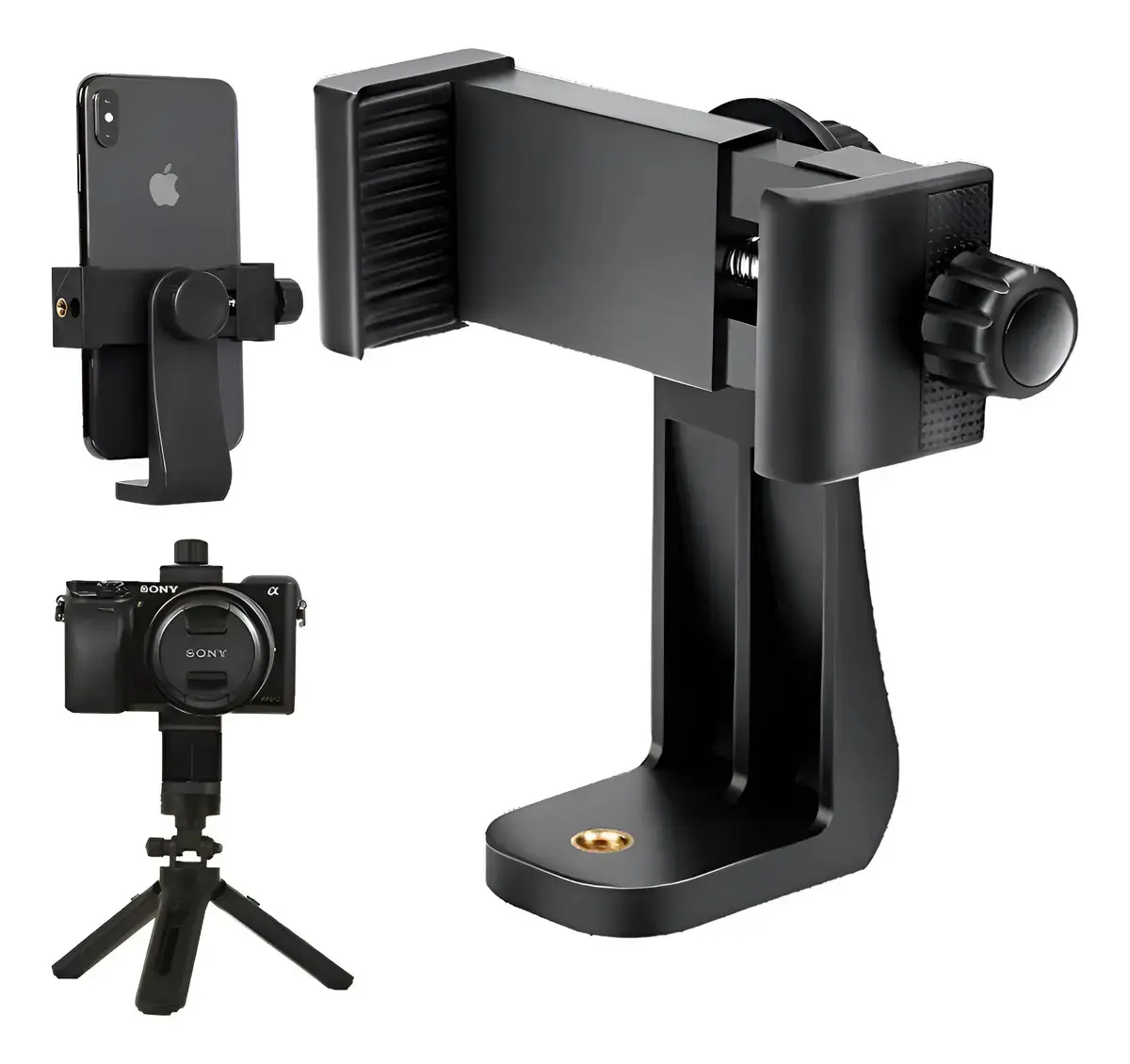 Suporte Clip Rotativo Celular, C Rosca 1/4 P Tripé Cor Preto 8 Mm