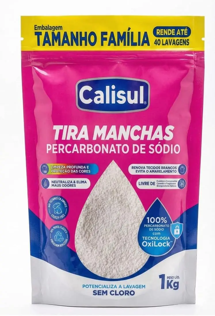 Percarbonato de Sódio 1kg 100% Puro Tira Manchas Com Oxigênio Ativo | Limpeza Profunda e Remove Manchas Preservando os Tecidos