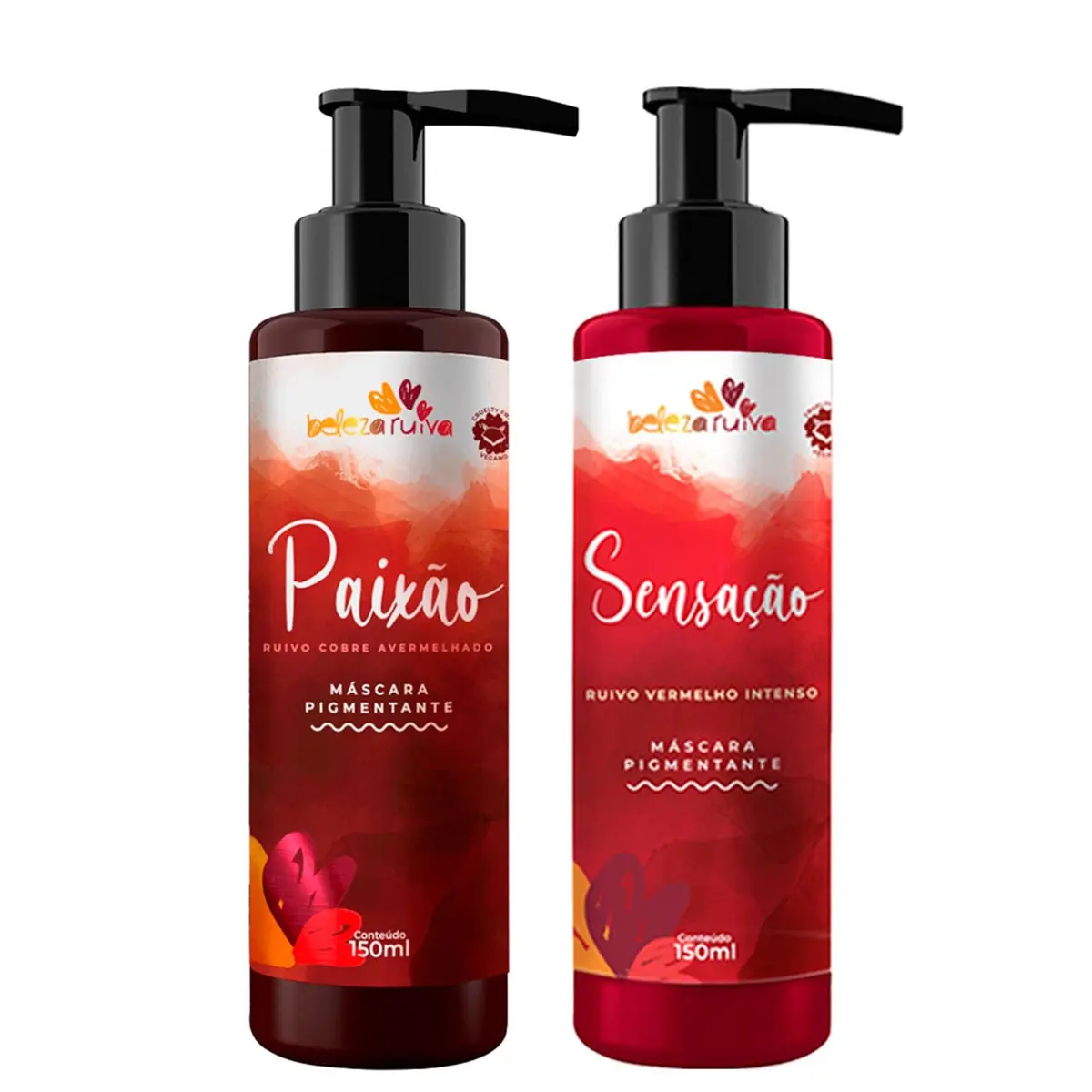 Tonalizantes Beleza Ruiva, Kit com 2 Unidades | Paixão Cobre Avermelhado, Sensação Vermelho Intenso