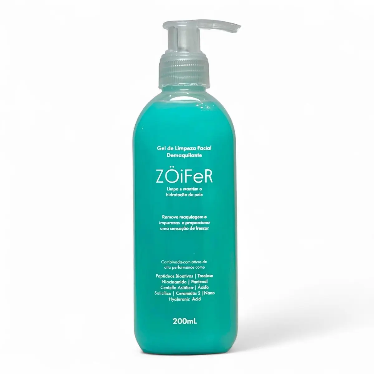 ZÖiFeR Gel de Limpeza Facial Demaquilante, 200ml, com Peptídeos Bioativos e Ácido Hialurônico, para Todos os Tipos de Pele