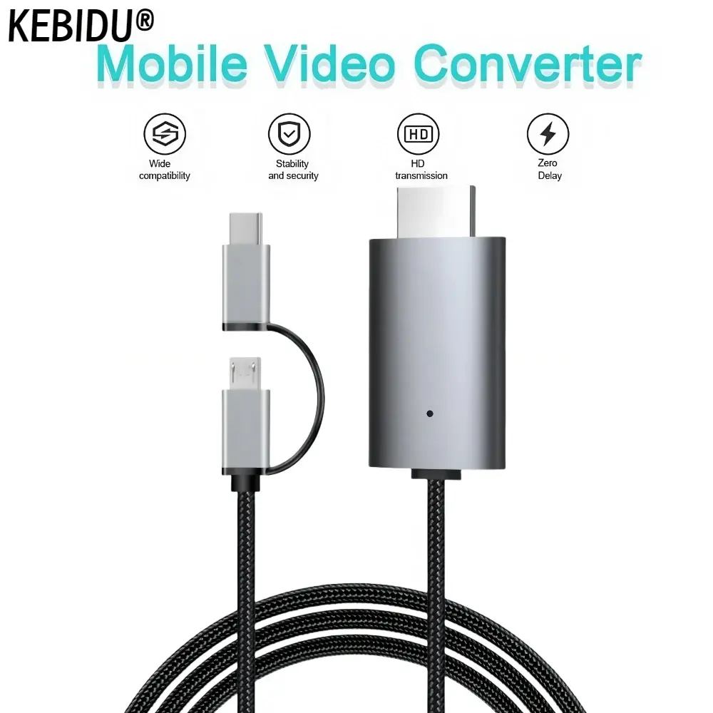 Ld39 fio hd streaming display tv vara dongle micro usb tipo c para hdmi cabo espelhamento tela para android telefone tablet para tv