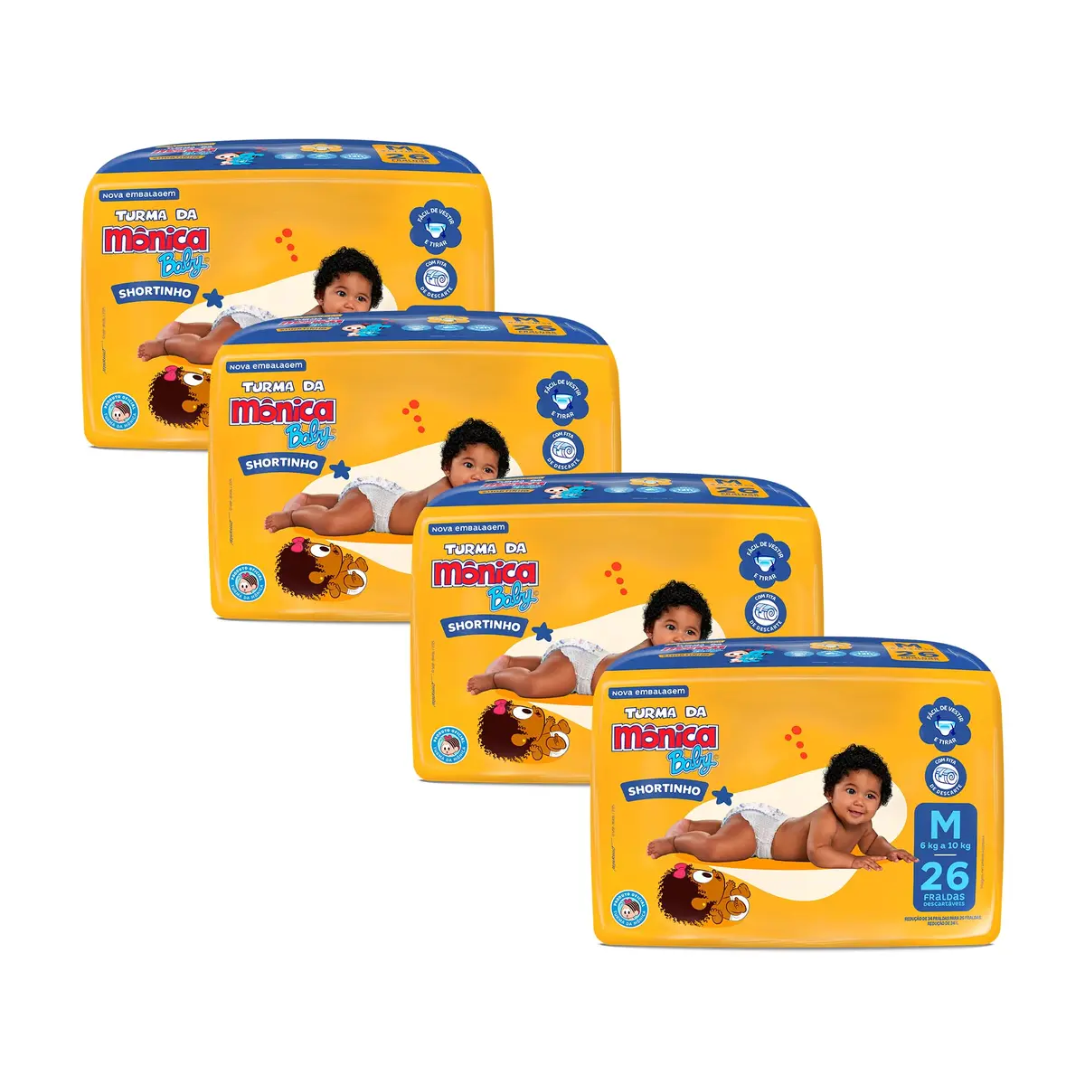 Fralda Turma da Mônica Baby Shortinho Jumbo M 104 Unidades