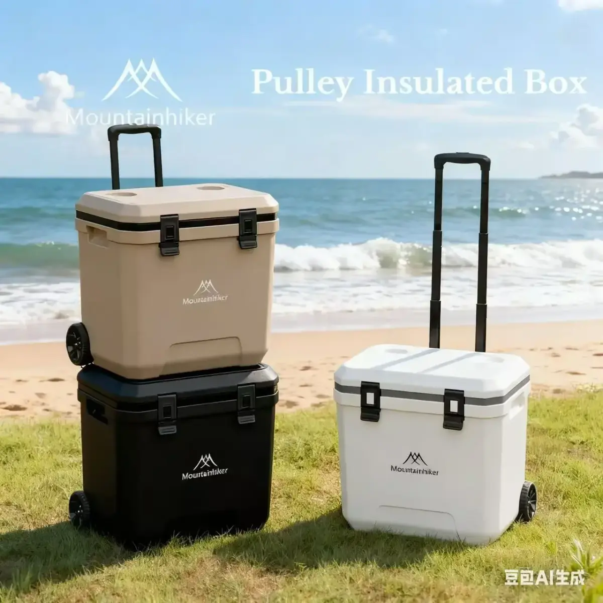 GO PEAK MOUNTAINHIKER 36L Caixa Térmica Khaki com Rodas, Incubadora Portátil para Exterior, Caixa Refrigeradora para Carro e Churrasco com Rodas de Carrinho - 1
