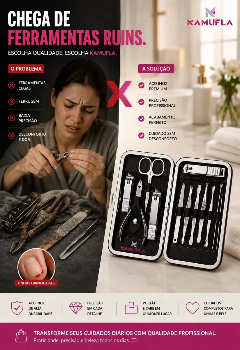 Kit Cortador De Unha Portátil Estojo Alicate Manicure 12 Pç - Desencravador De Unha Manicure Alicate Lixa Profissional Tesoura Empurrador De Cutículas Pinça Portátil Dobrável thumbnail 2