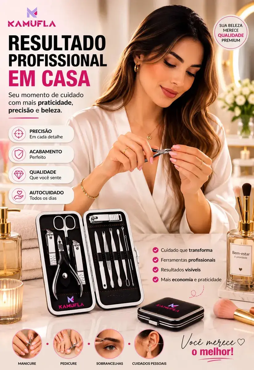 Kit Cortador De Unha Portátil Estojo Alicate Manicure 12 Pç - Desencravador De Unha Manicure Alicate Lixa Profissional Tesoura Empurrador De Cutículas Pinça Portátil Dobrável thumbnail 3