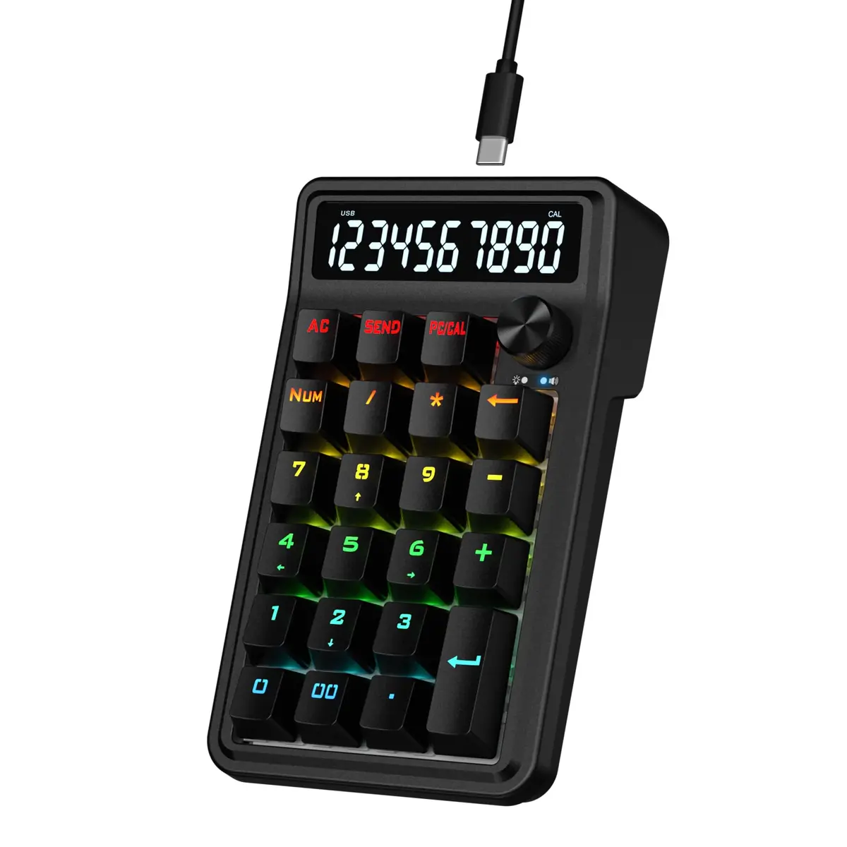 Teclado Numérico Gamer Redragon Cove RGB Preto USB Tipo-C com Display Modo Calculadora Roda de Volume Hotswap Gasket Mount K733-RGB - 1