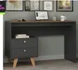 Mesa Escrivaninha 2 Gavetas Grafite/Nogal - Hecol Móveis - Cinza - 1