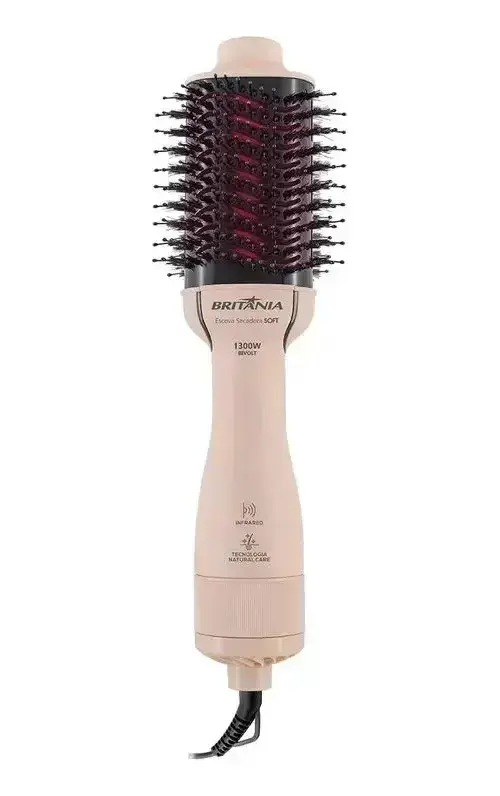 Escova Secadora 4 Em 1 Britânia Bec07r Cerâmica 1300w Bivolt Rosa thumbnail 6