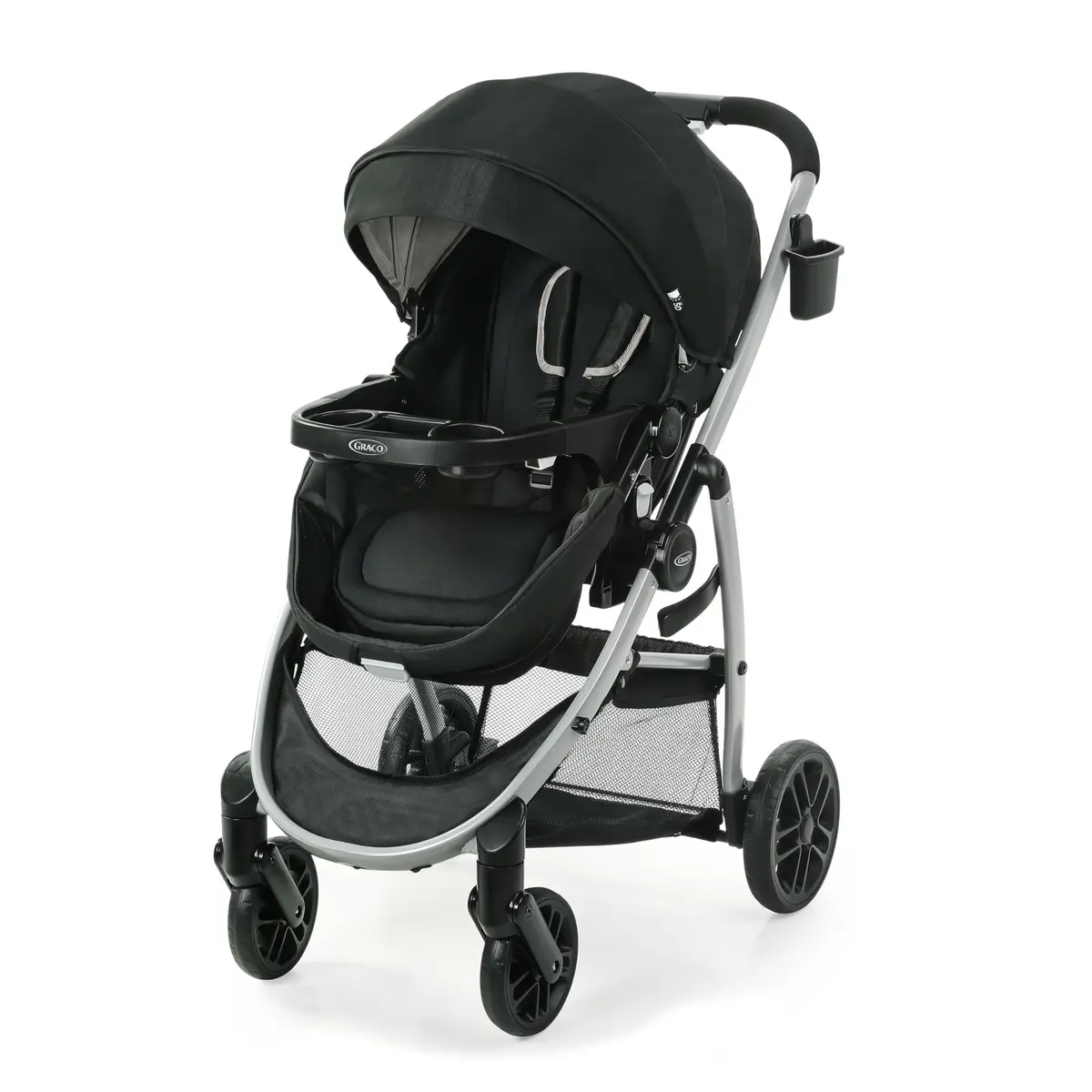 Graco Carrinho de Bebê Modes™ Pramette™ 2 em 1 Reversível, Pierce, Preto | 3 modos: Assento de carro infantil e carrinho, carrinho de bebê infantil; assento de carrinho reversível; dobrável com uma