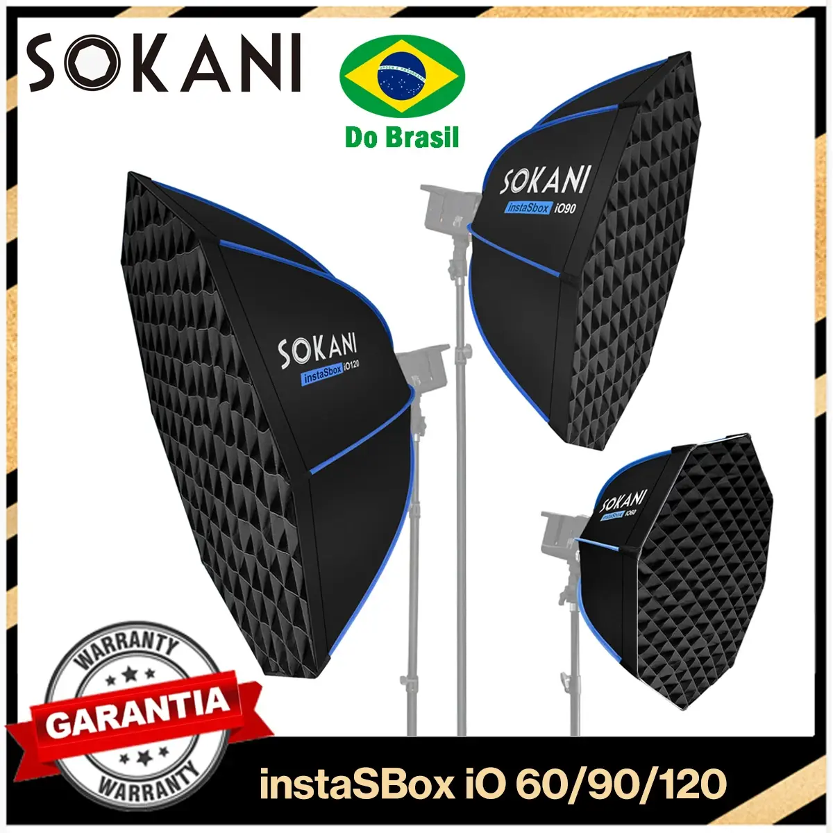 【Do Brasil】Sokani instaSBox iO60/90/120cm Softbox Octogonal de Liberação Rápida com Montagem Bowens, Grelha de Favo de Mel e Bolsa - 1