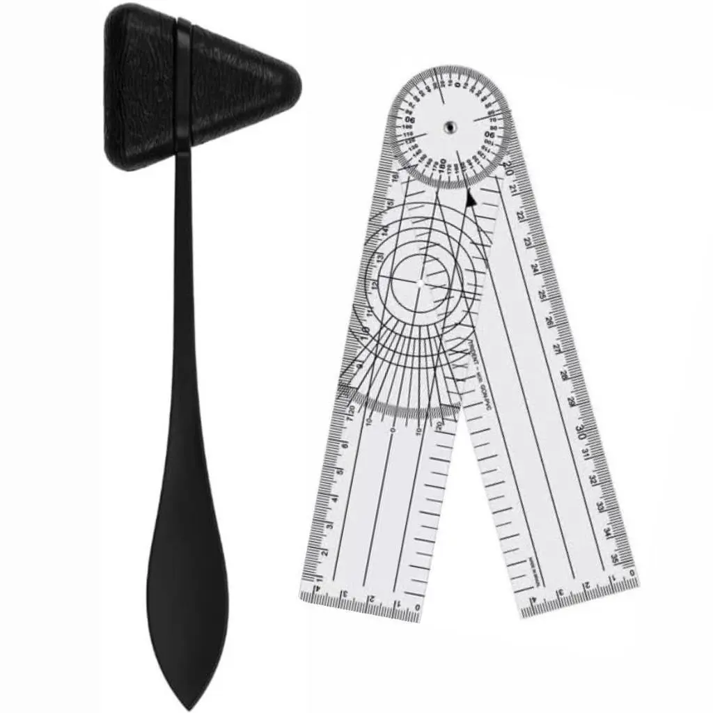 Kit Martelo Neurologico Buck Taylor, Regua Goniometro e Fita Metrica Fisioterapia Estudante (Taylor + Goniometro)