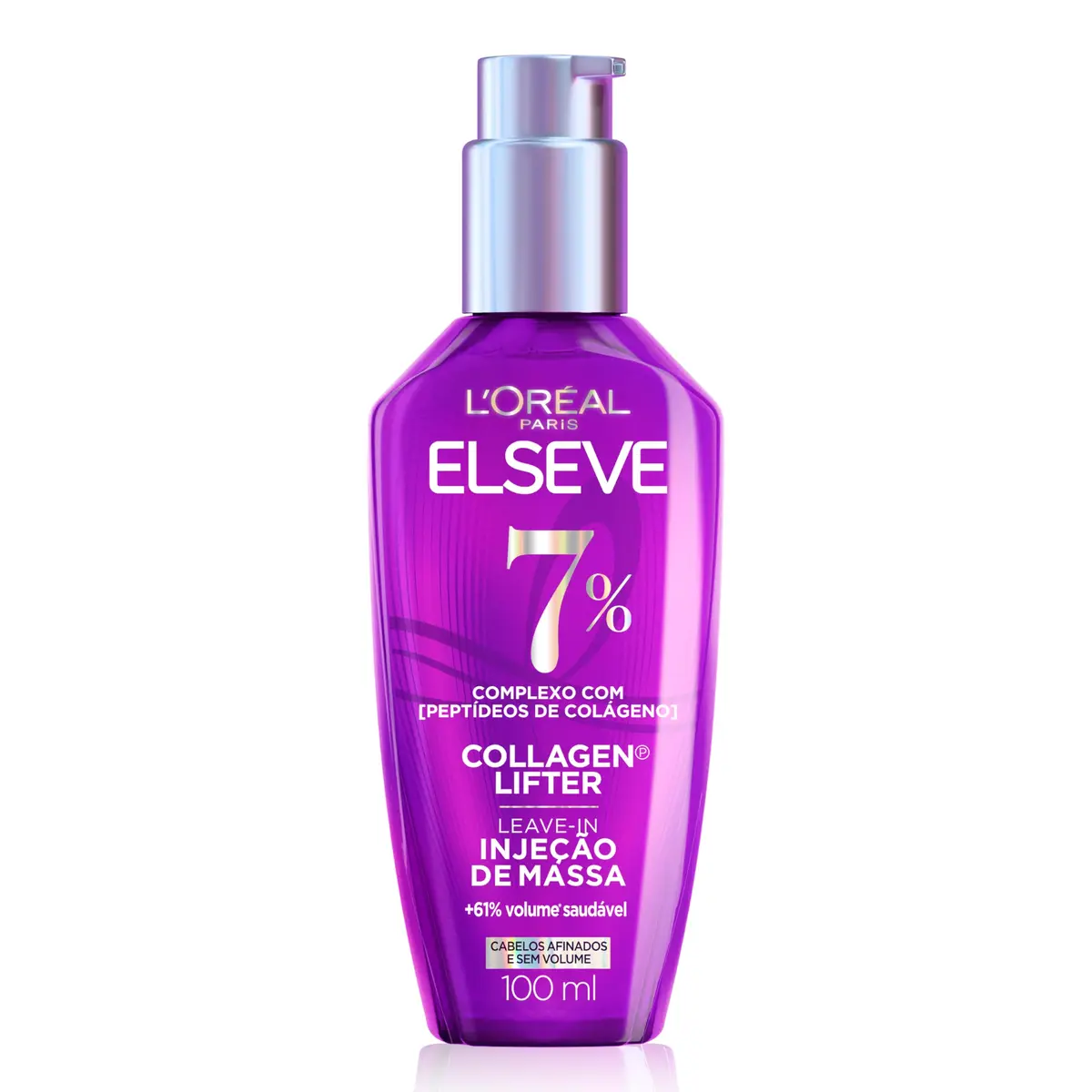 Sérum Leave-in Cabelos Finos Elseve L'Oréal Paris Colágeno Encorpador 100ml | Injeção de massa, 7% de peptídeos, alta concentração de arginina, +61% de volume saudável, ação por 72h
