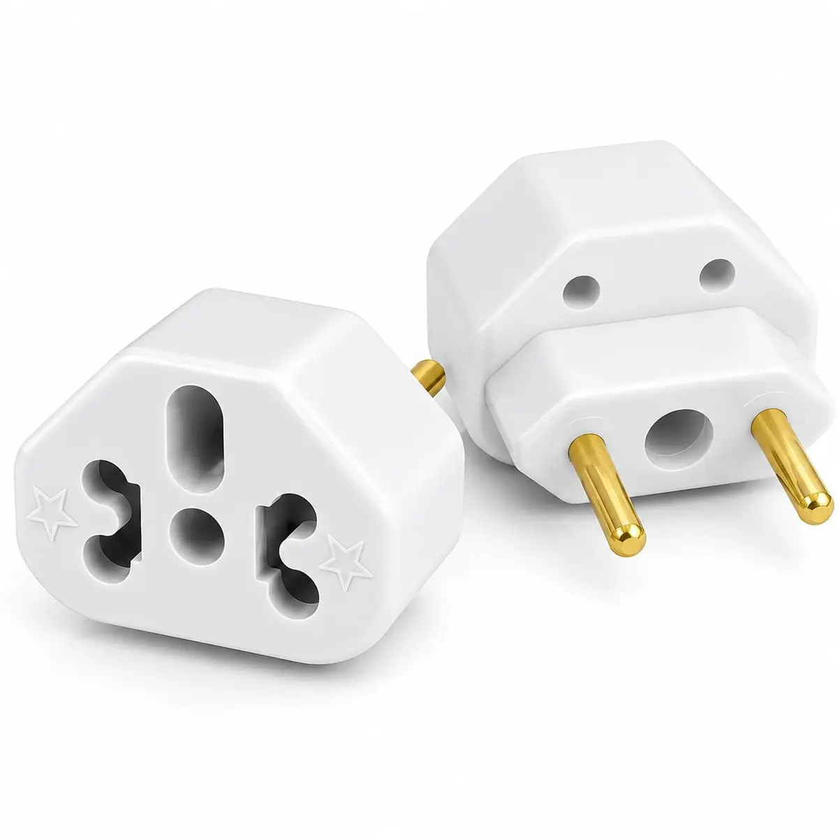 Kit com 2 Unidades de Adaptador de Tomada Universal Bob Love, 10A/20A, Padrão Novo Brasil, Branco, Alta Resistência, 250V, para Casa, Escritório e Viagem - 1